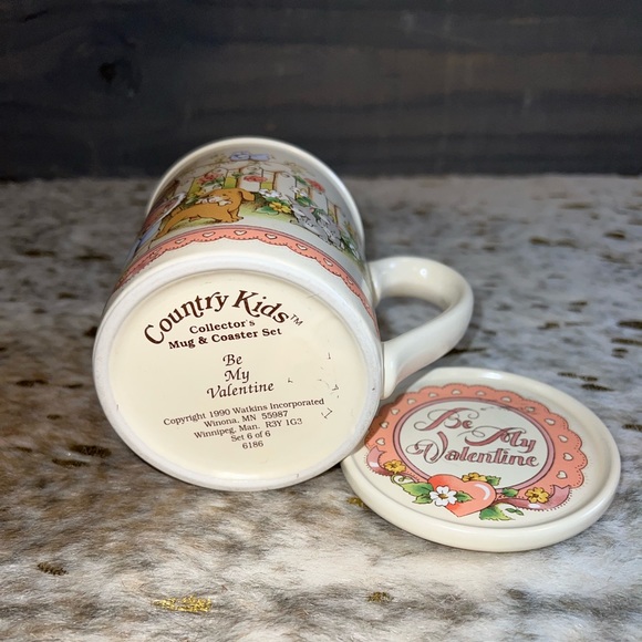 Country Kids 1990 Collectible Coffee Mug- Be my Valentine open see adorable pics - Picture 8 of 16